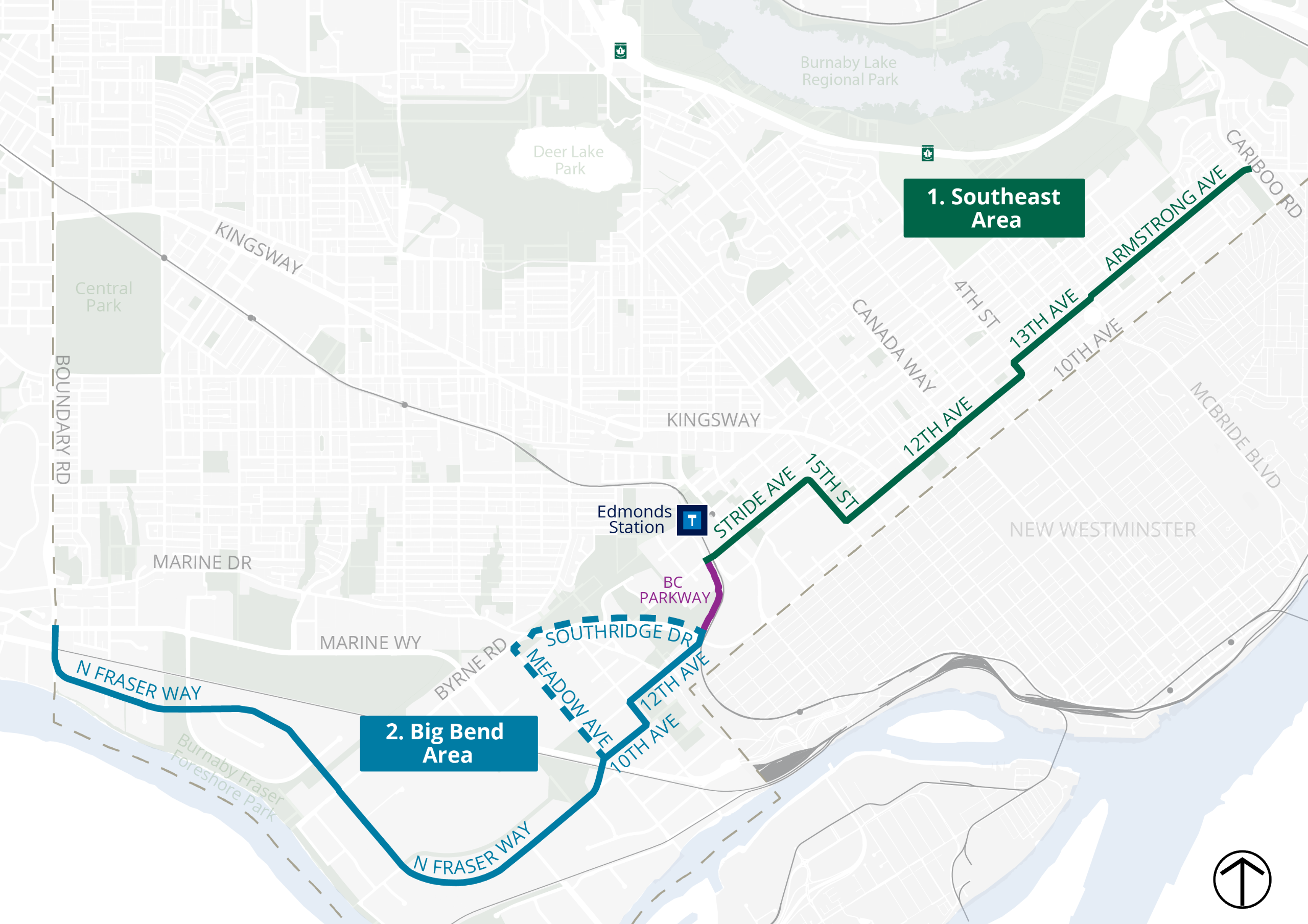 Map of cycling routes